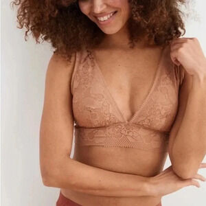 Aerie Paradise Lace Plunge Bralette Size
Small -  Tan / Terracotta